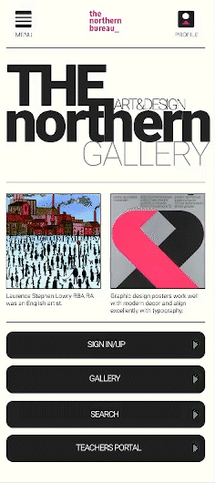 A animation example produced in figma for an art gallery mobile application