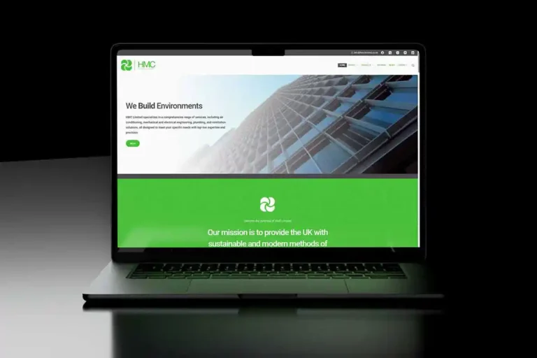 Mac showing HMC website design by Byte Bee, highlighting web design and branding